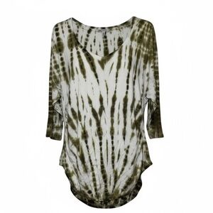 Sportelle Olive Tie-Dye 3/4 Sleeve Top Large EUC